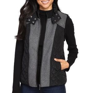 Tart Collections Donnah Quilted Faux Fur Warm Vest, Black/Gray, sz XS.